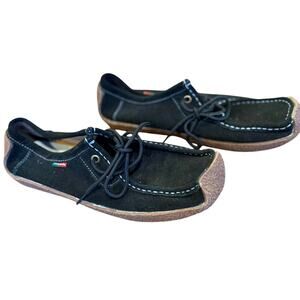 Sanearda Suede Lace-up Earth Shoes Driver Mocs Black US11 EU 41 Hippie Italian